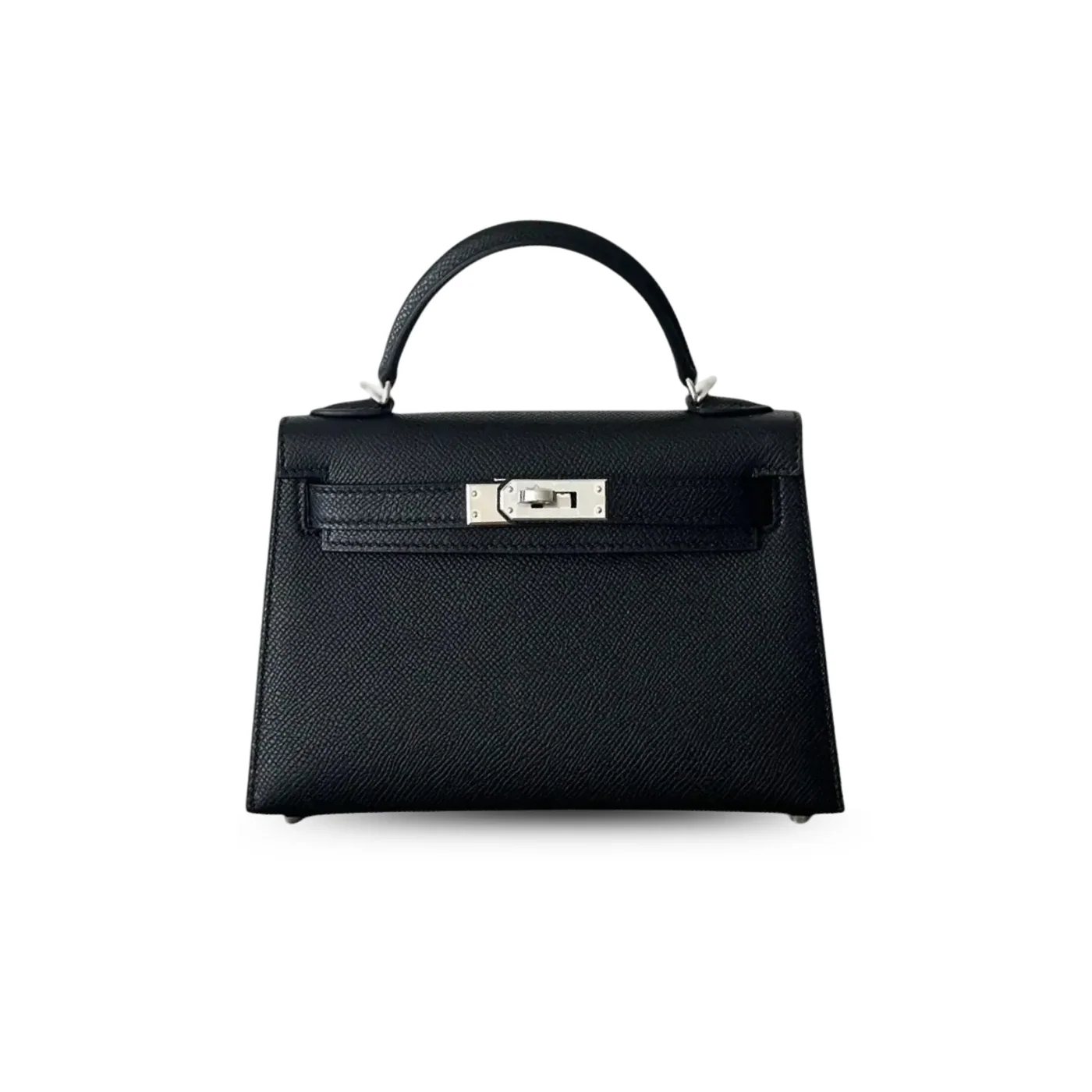 Hermes Kelly Mini Top Handle Bag in Noir Epsom Palladium Hardware