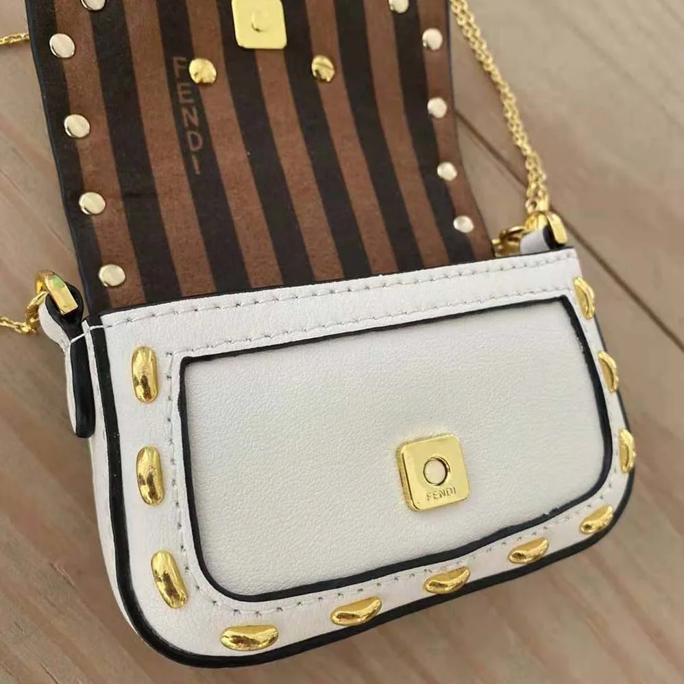 Fendi Nano Baguette White Nappa Leather Charm for Women
