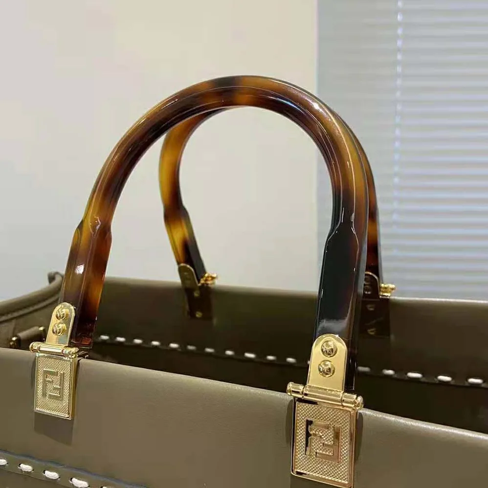 Fendi Sunshine Medium Gray Leather and Elaphe Shopper for Women