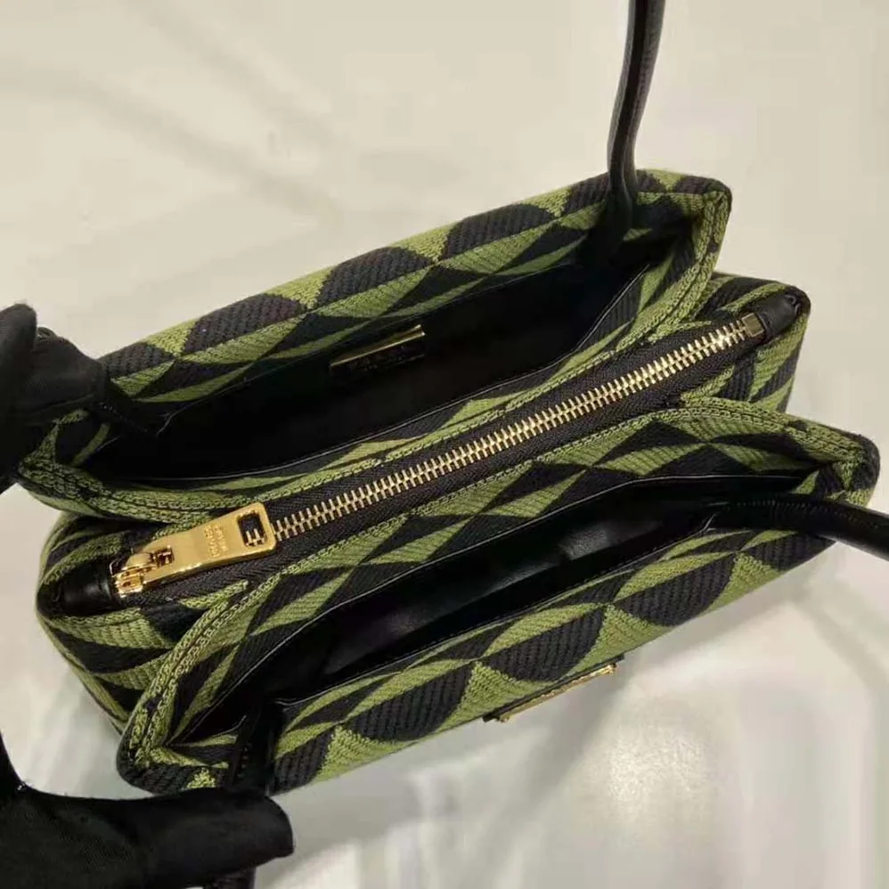 Prada Small Embroidered Fabric Bag for Women in Green Prada Small Embroidered Fabric Bag for Women in Green