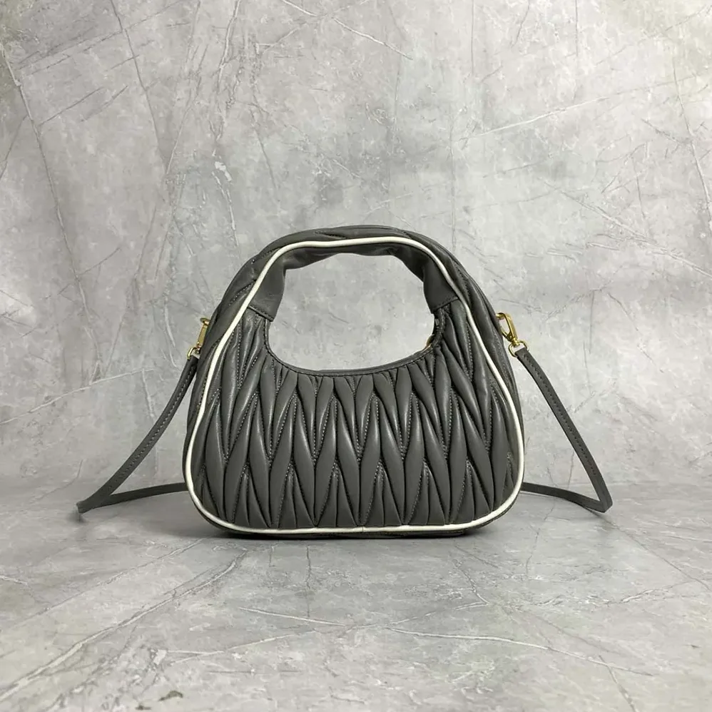 Miu Miu Wander matelassé nappa leather bag for Women in Gray/White Miu Miu Wander matelassé nappa leather bag for Women in Gray/White