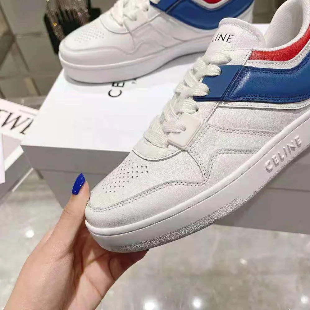 Celine Trainer Low Lace-up Sneaker in Calfskin for Women in Blue Celine Trainer Low Lace-up Sneaker in Calfskin for Women in Blue