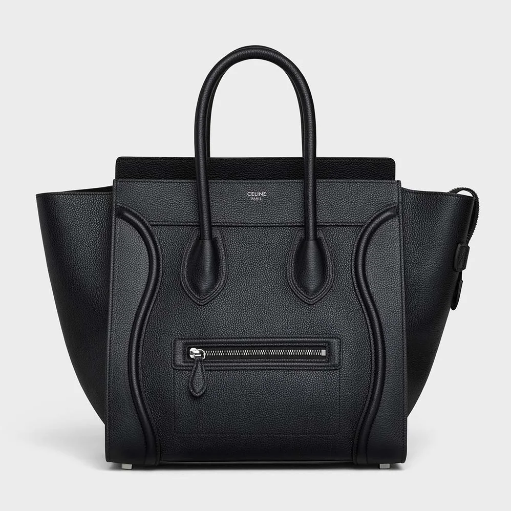 Celine Mini Luggage Handbag in Baby Drummed Calfskin for Women in Black