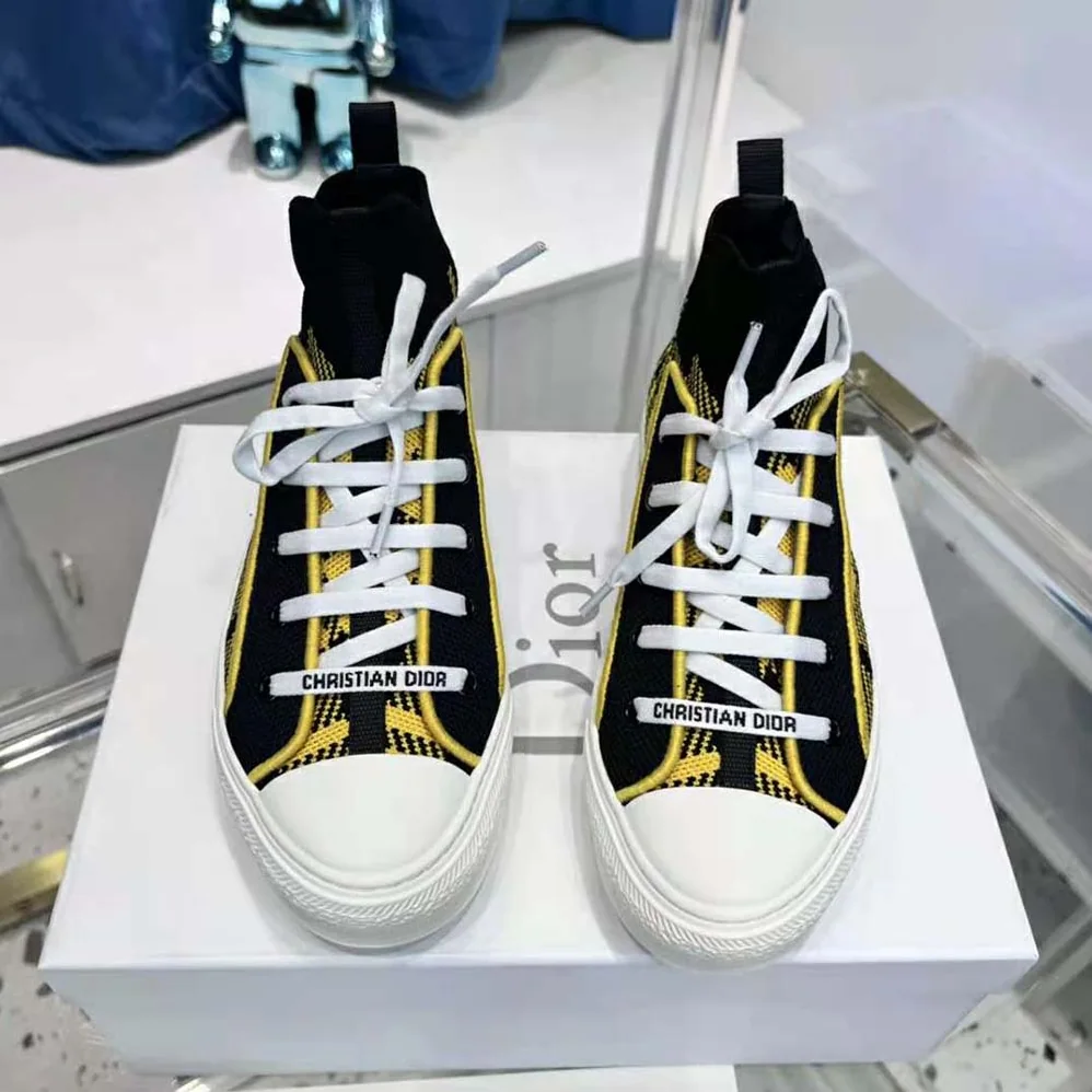 Dior Walk'N'Dior Sneaker Yellow and Black Check'n'Dior Technical Mesh for Women