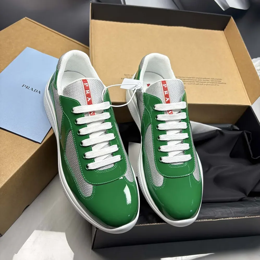 Prada Patent Leather And Technical Fabric Prada America'S Cup Sneakers for Unisex in Green Prada Patent Leather And Technical Fabric Prada America'S Cup Sneakers for Unisex in Green