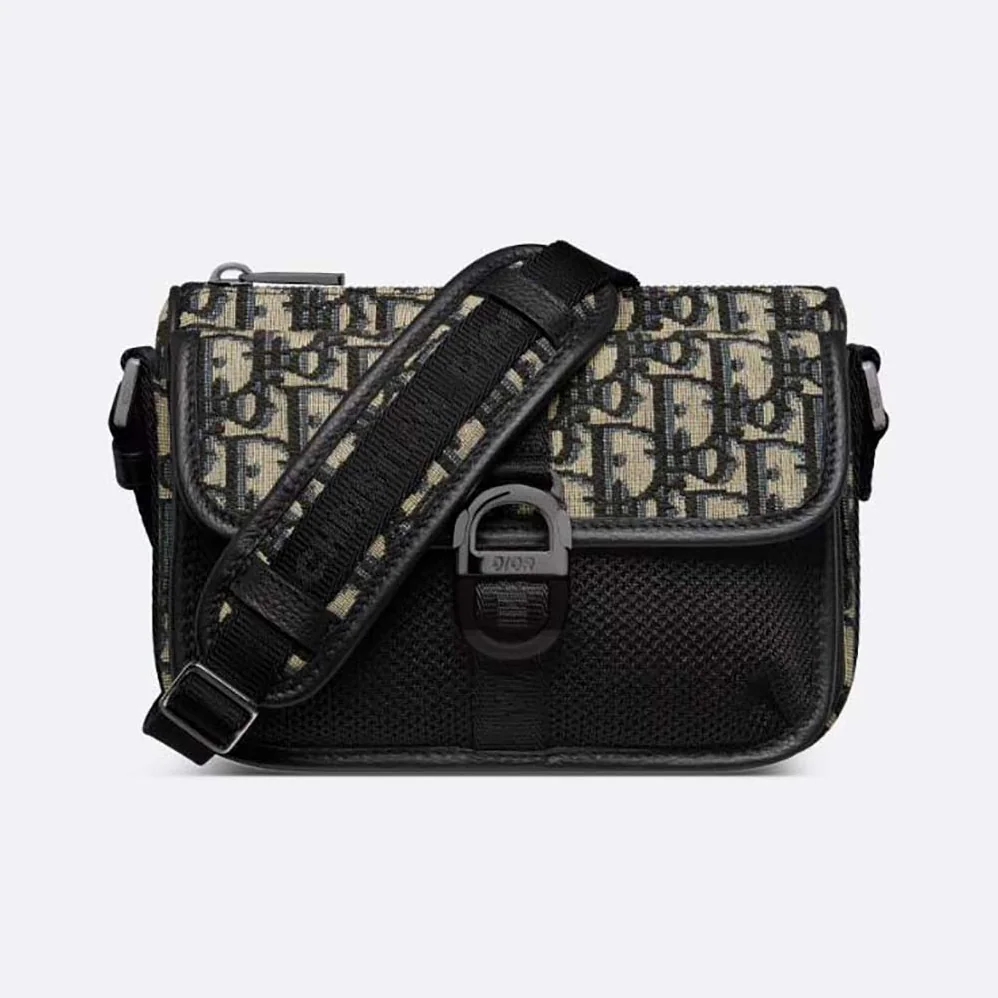 Dior 8 Mini Bag with Strap Beige and Black Dior Oblique Jacquard for Men