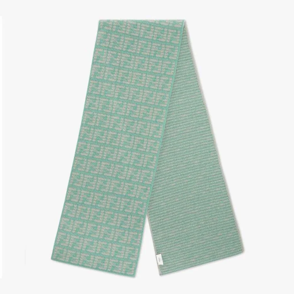 Fendi FF Scarf Mint Green Cashmere Scarf for Women