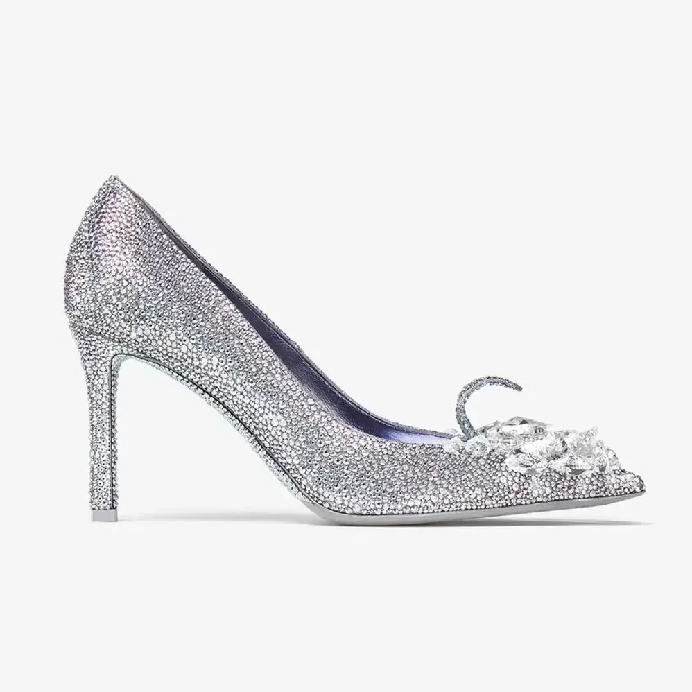 Jimmy Choo Crystal Slipper 85 Iridescent Crystal Pointed for Women in Toe Pumps