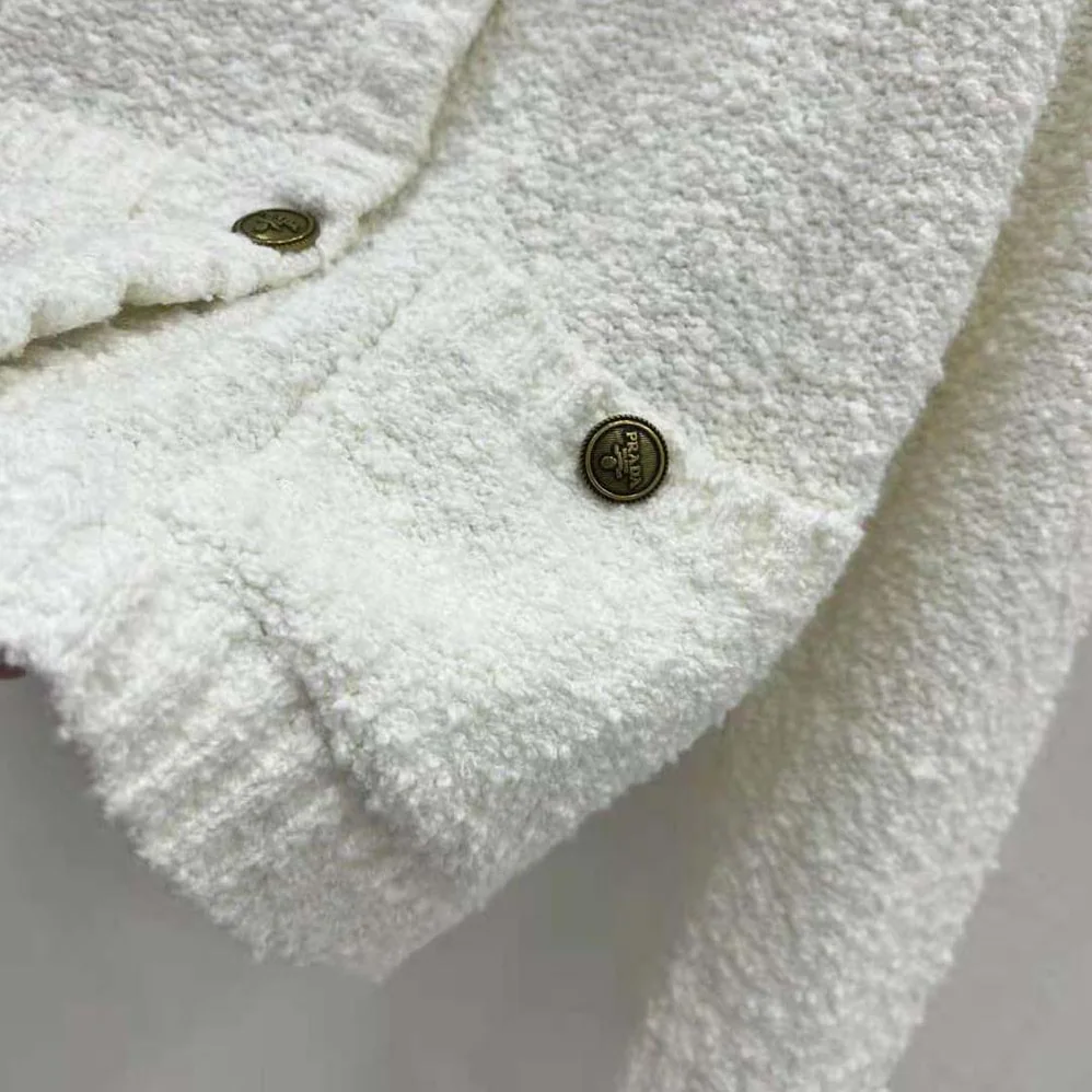 Prada Bouclé Mohair Cardigan for Women in White