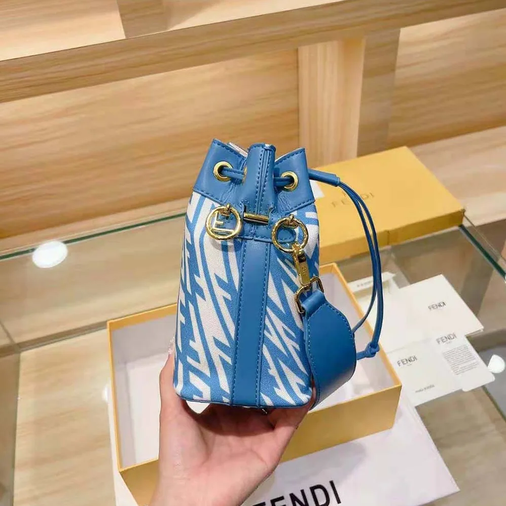 Fendi Mon Tresor Glazed Canvas Mini-Bag for Women in Blue Fendi Mon Tresor Glazed Canvas Mini-Bag for Women in Blue