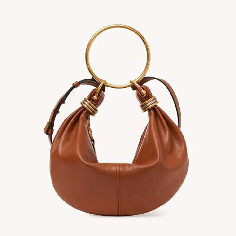 Chloe Small Bracelet Hobo Bag in Grained Leather for Women in Brown