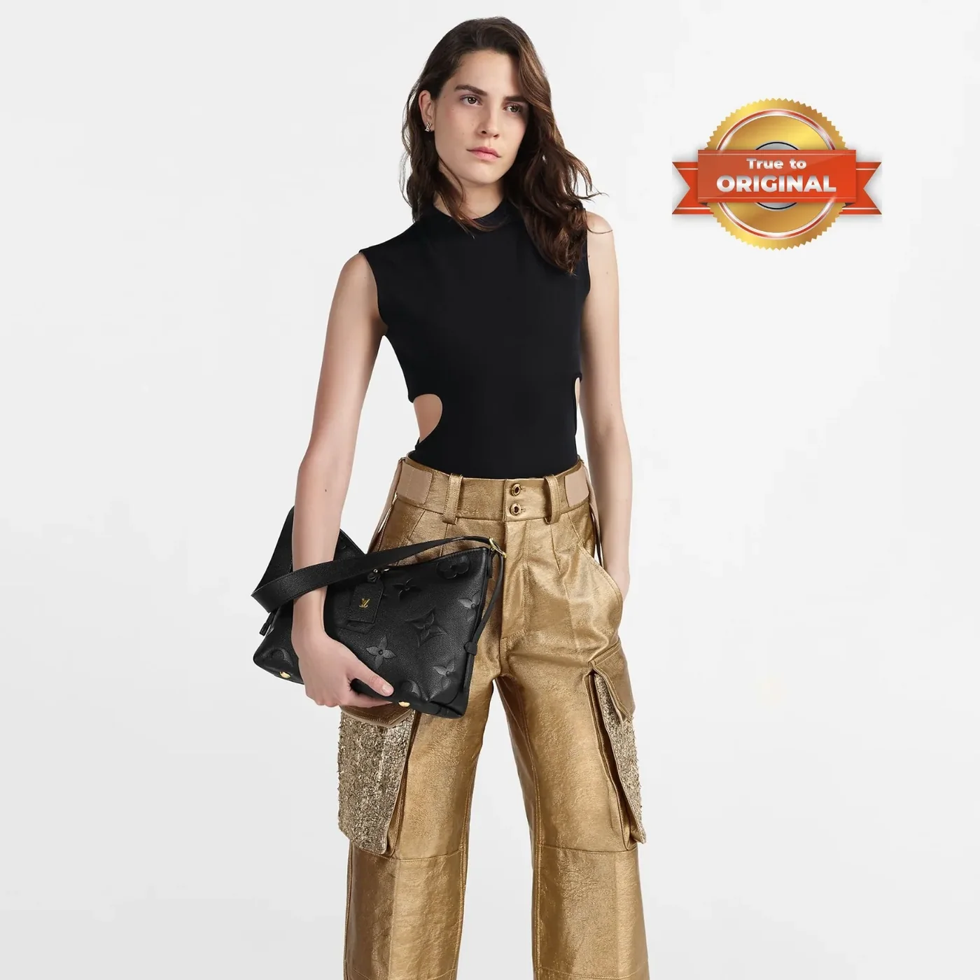 Louis Vuitton CarryAll PM Shoulder Bag in Black Gold Hardware