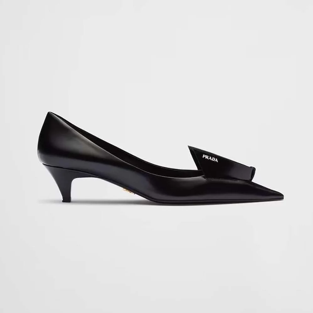 Prada Brushed Leather Pumps for Women in Black Prada Brushed Leather Pumps for Women in Black