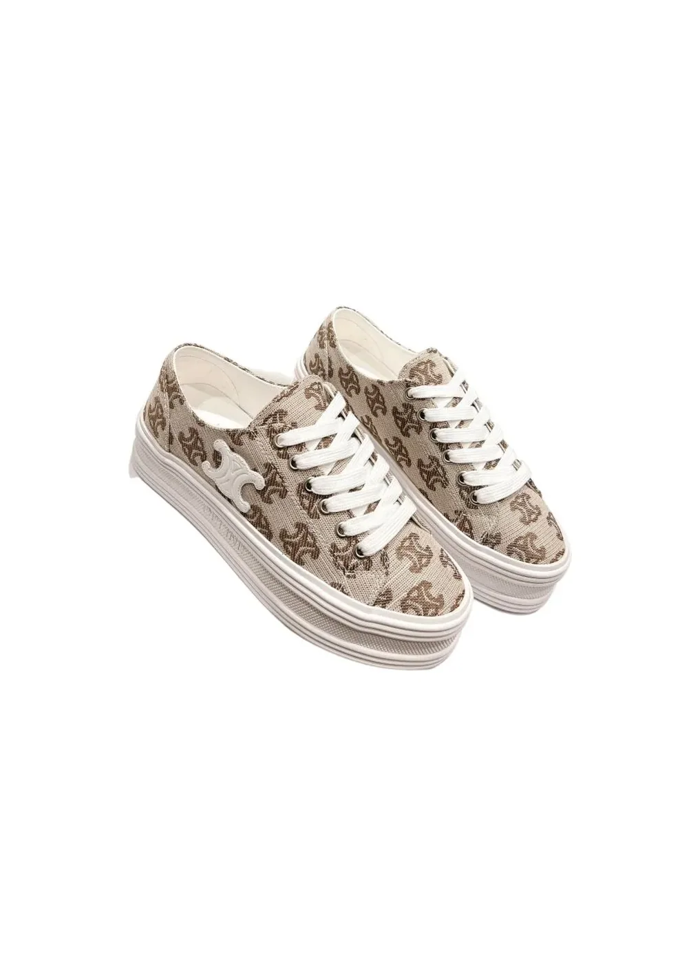 Celine Triomphe Sneakers In Canvas Beige