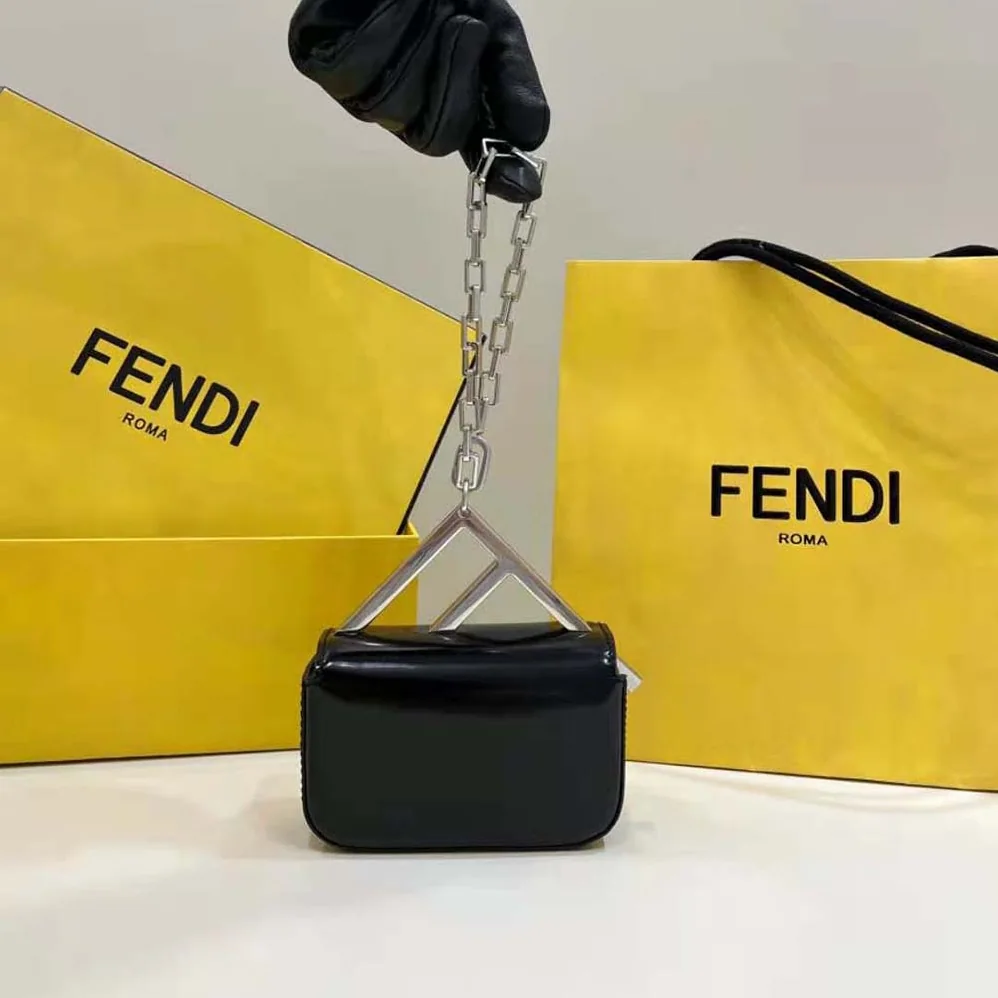 Fendi Nano Bag F Black Leather Mini for Women in Bag Fendi Nano Bag F Black Leather Mini for Women in Bag