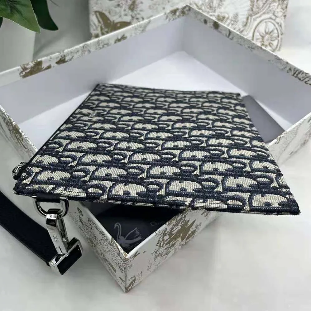 Dior A5 Pouch Beige and Black Dior Oblique Jacquard for Men