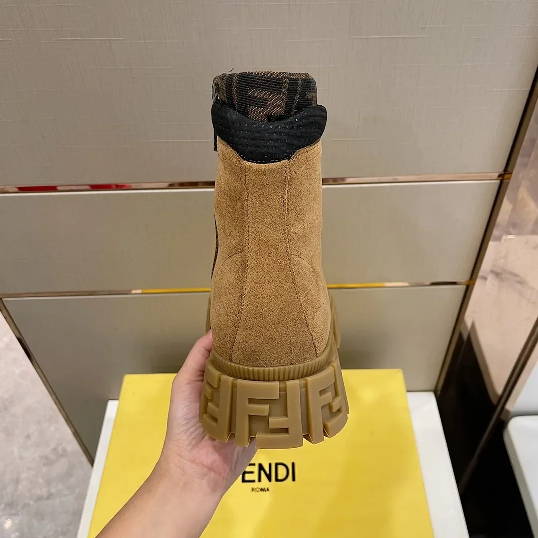 Fendi FD Fendi Force Lace in Up Ankle Boots Brown