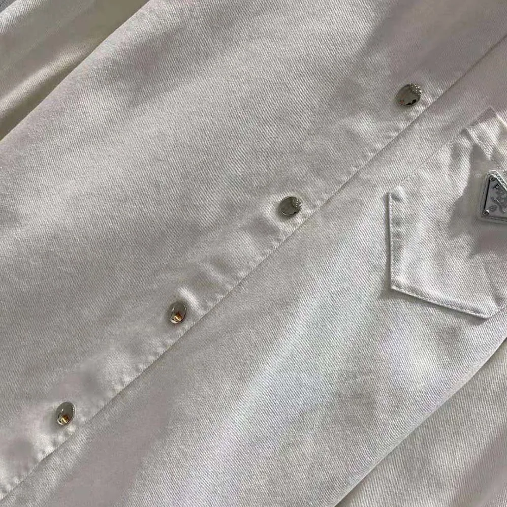 Prada Oversized Organic Denim Shirt for Women in White Prada Oversized Organic Denim Shirt for Women in White