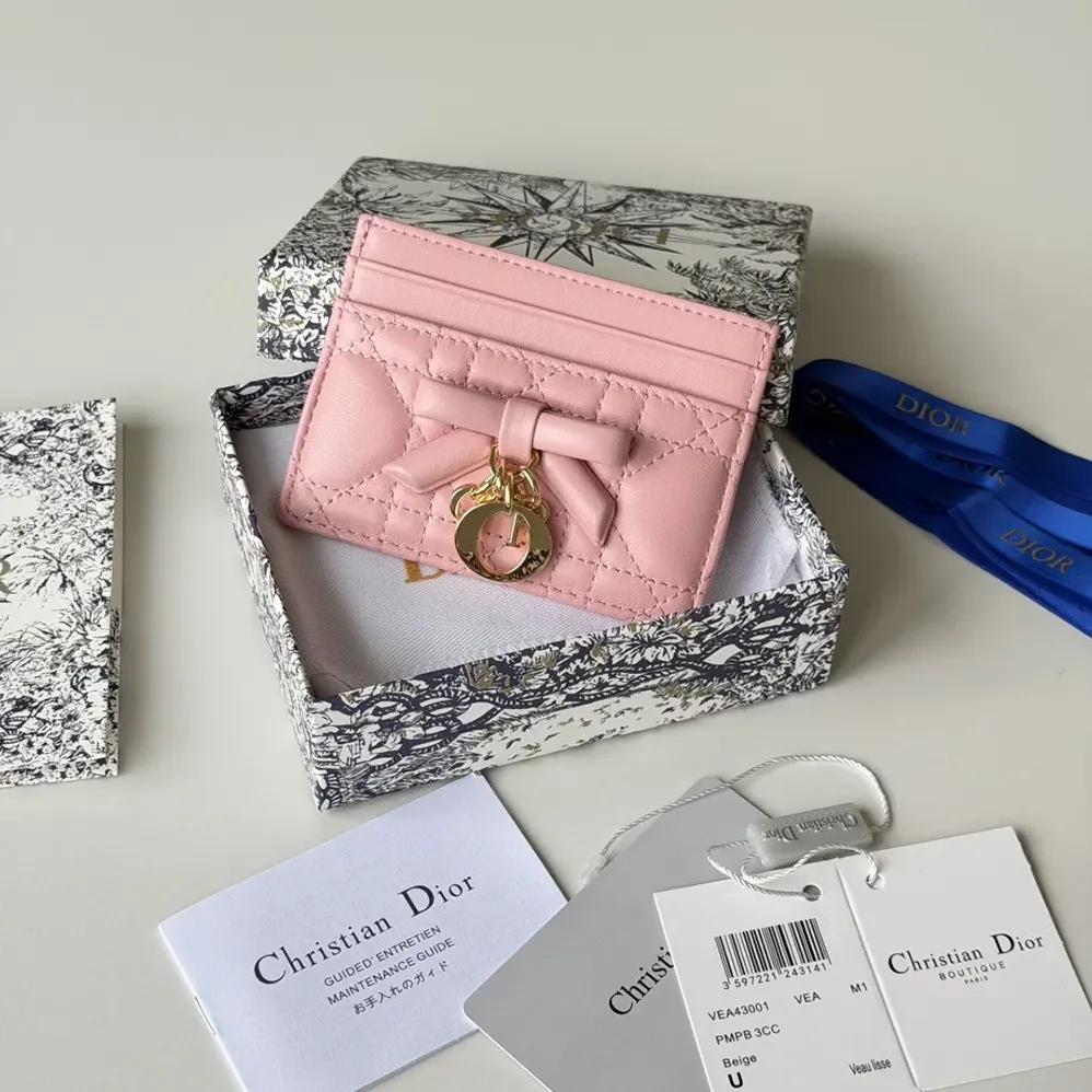 Dior Lady Dior Freesia Card Holder Black Cannage Lambskin for Women Dior Lady Dior Freesia Card Holder Black Cannage Lambskin for Women