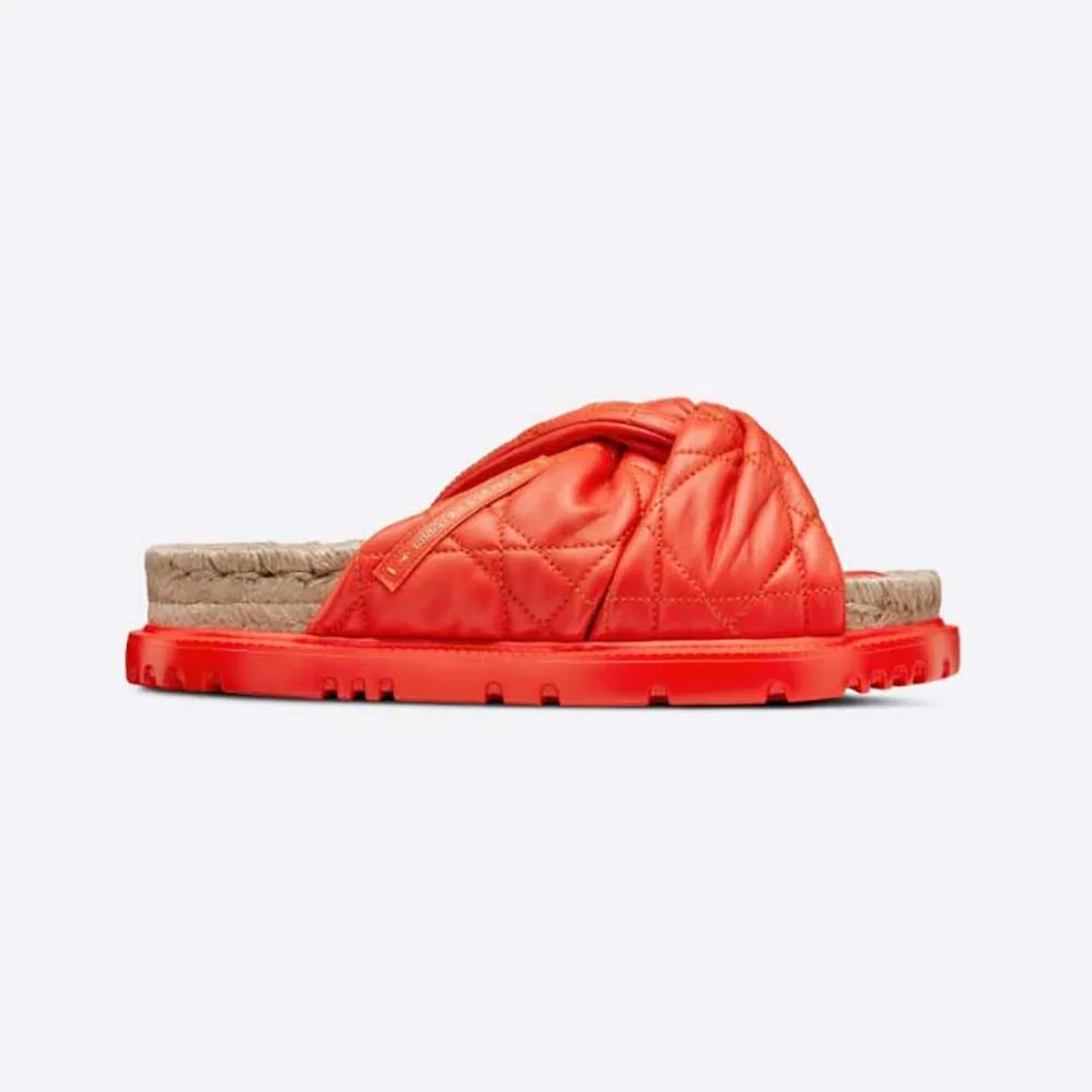 Dior Dtwist Slide Bright Orange Cannage Lambskin for Women