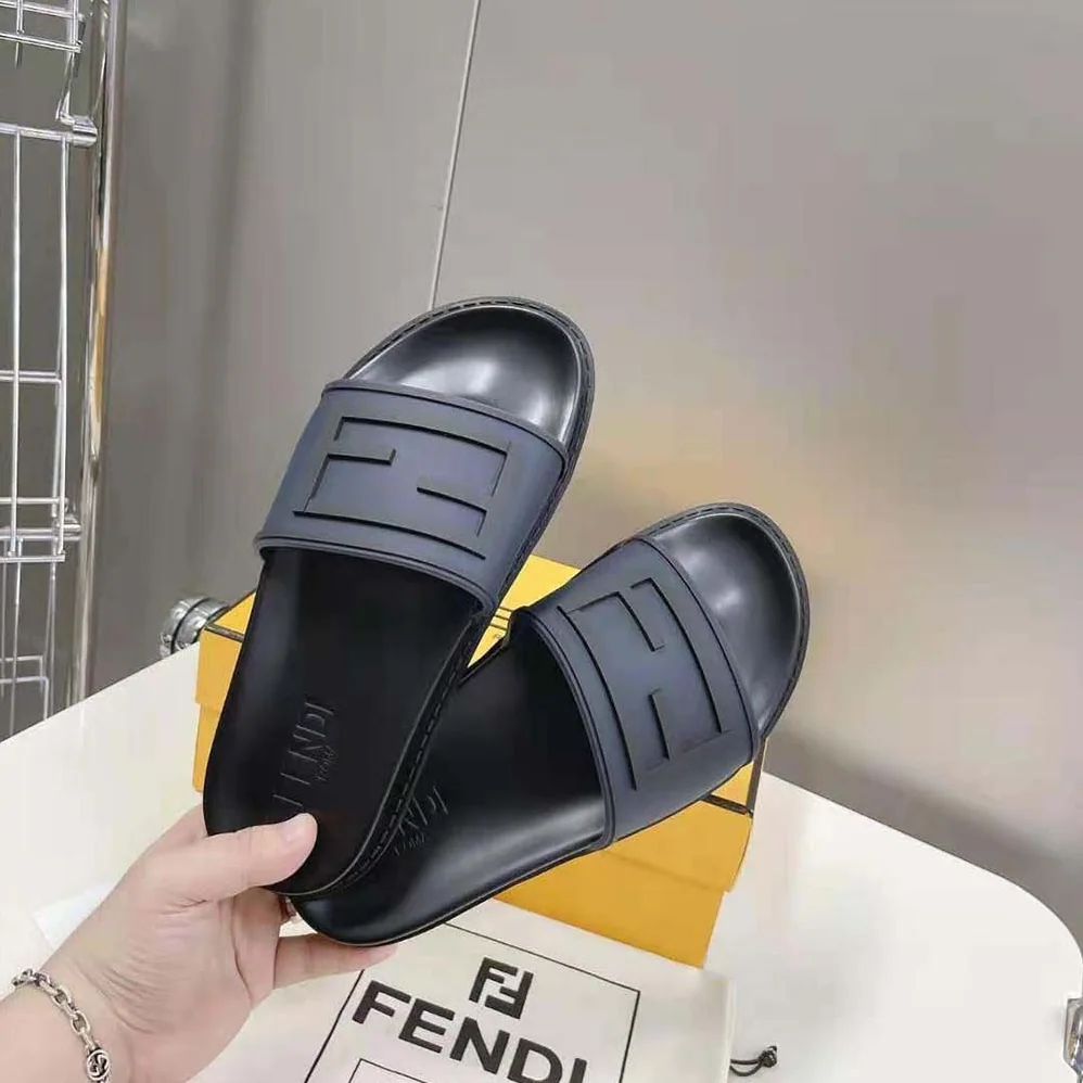Fendi Baguette Slides Blue Rubber Slides for Men Fendi Baguette Slides Blue Rubber Slides for Men