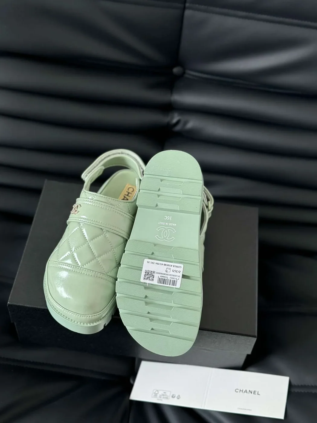 Chanel Velcro Sandal Green