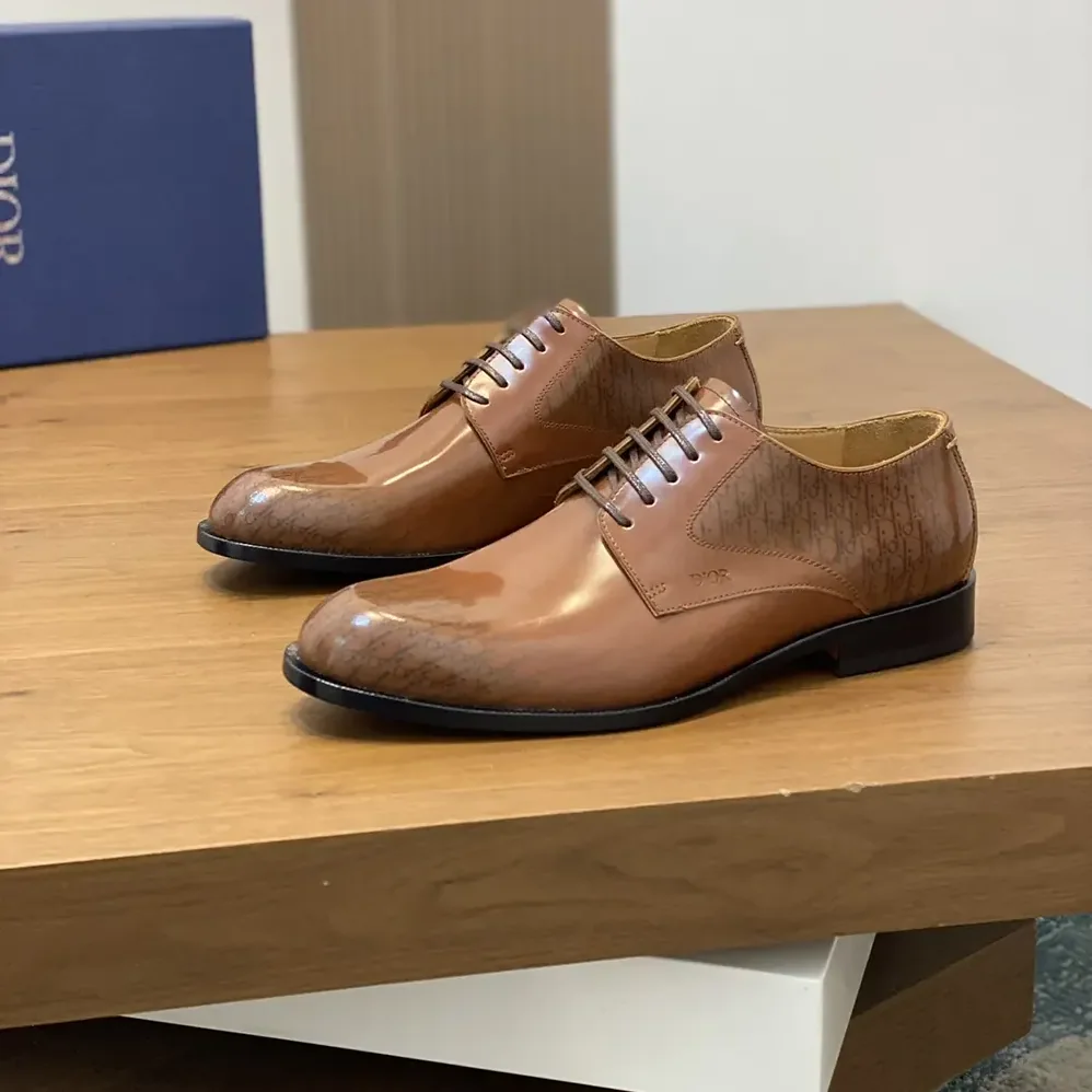 Dior Timeless Derby Shoe Brown Calfskin with Dior Oblique Gradient Patina for Men Dior Timeless Derby Shoe Brown Calfskin with Dior Oblique Gradient Patina for Men