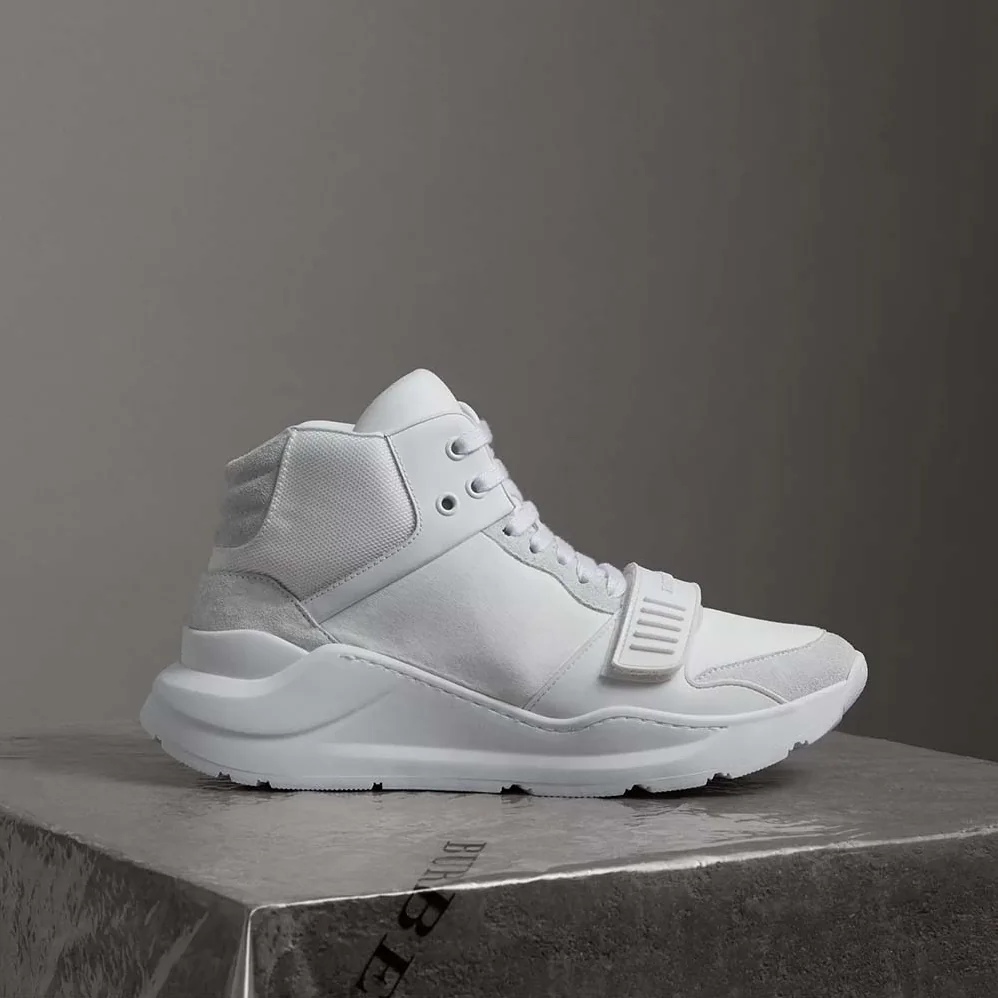Burberry Shoes Suede and Neoprene High-top Sneakers for Women in White Burberry Shoes Suede and Neoprene High-top Sneakers for Women in White