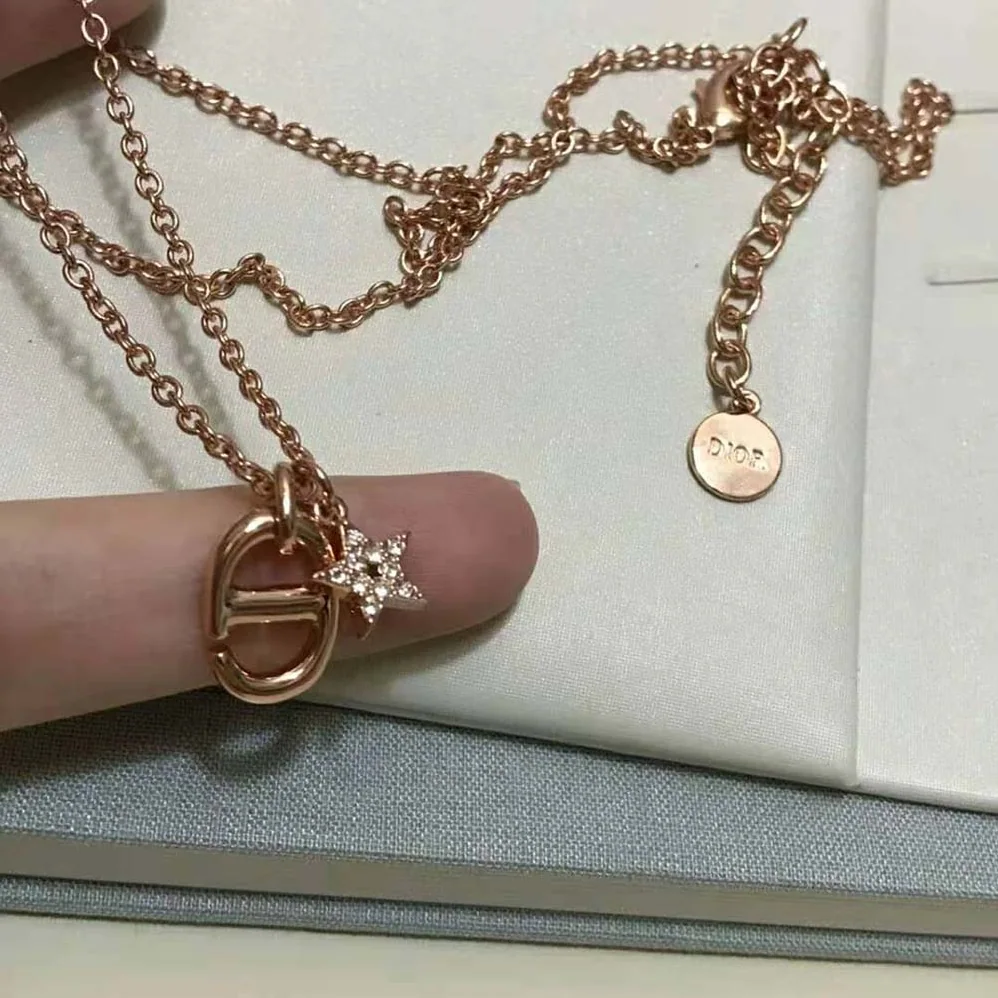 Dior CD Navy Necklace Rose Gold for Women in Finish Metal