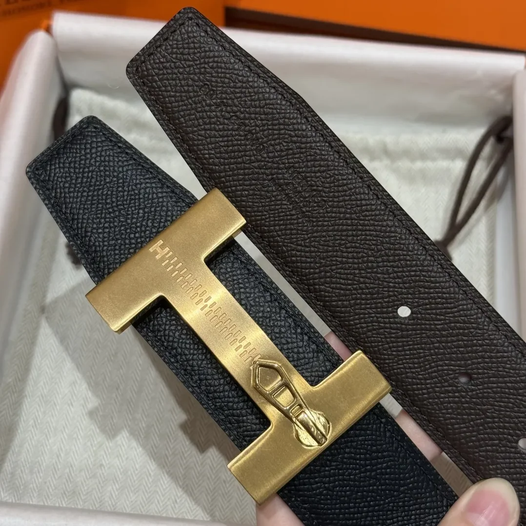 Hermès H-Zip Reversible Belt Dark Brown & Black Hermès H-Zip Reversible Belt Dark Brown & Black