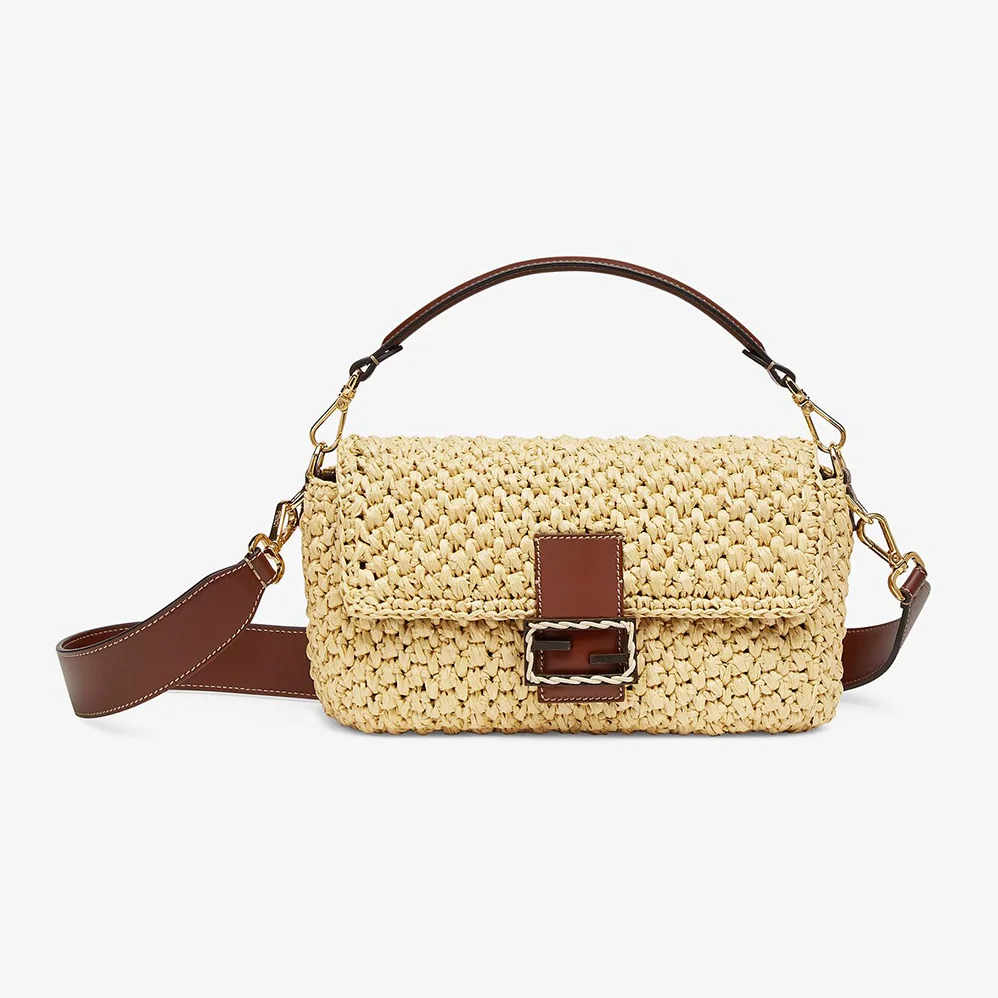 Fendi Baguette Woven Straw Bag for Women in Beige Fendi Baguette Woven Straw Bag for Women in Beige