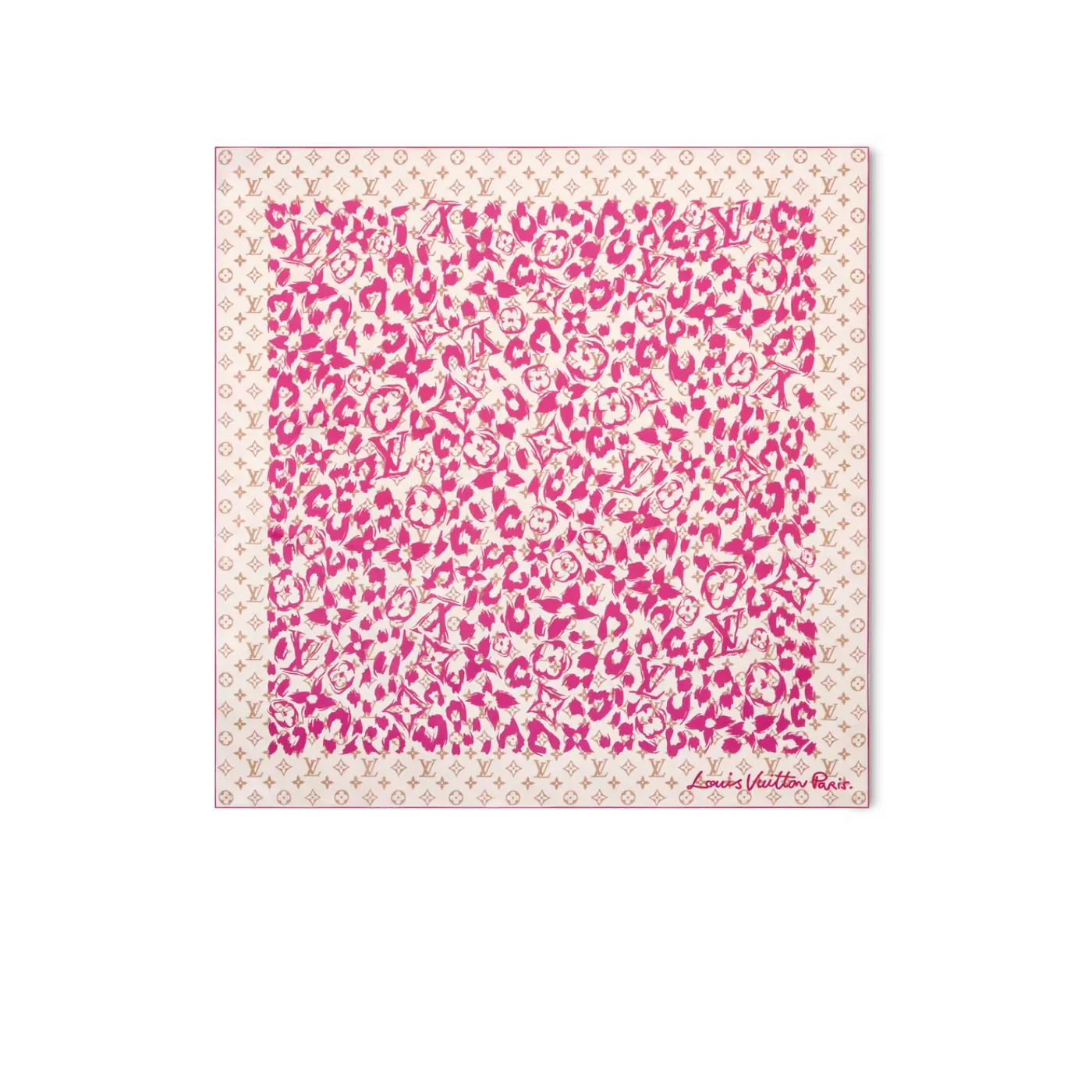 Louis Vuitton LV Safari Square 90 Scarf Cream in Pink