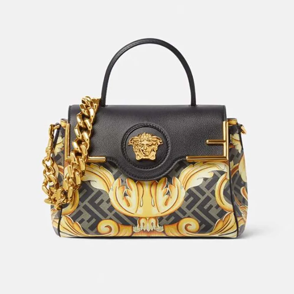 Fendi Fendace La Medusa Medium Handbag for Women in Black