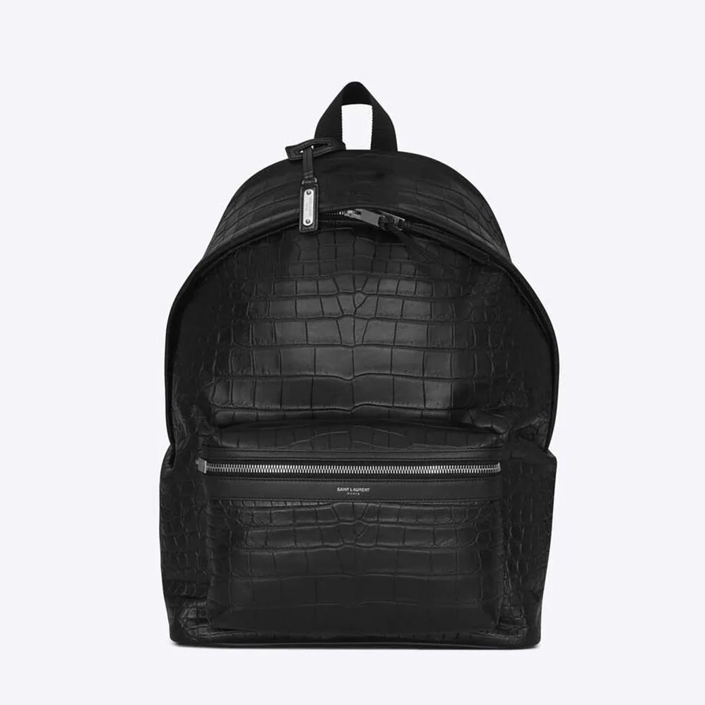 Saint Laurent YSL City Backpack in Crocodile for Women in Embossed Leather Saint Laurent YSL City Backpack in Crocodile for Women in Embossed Leather