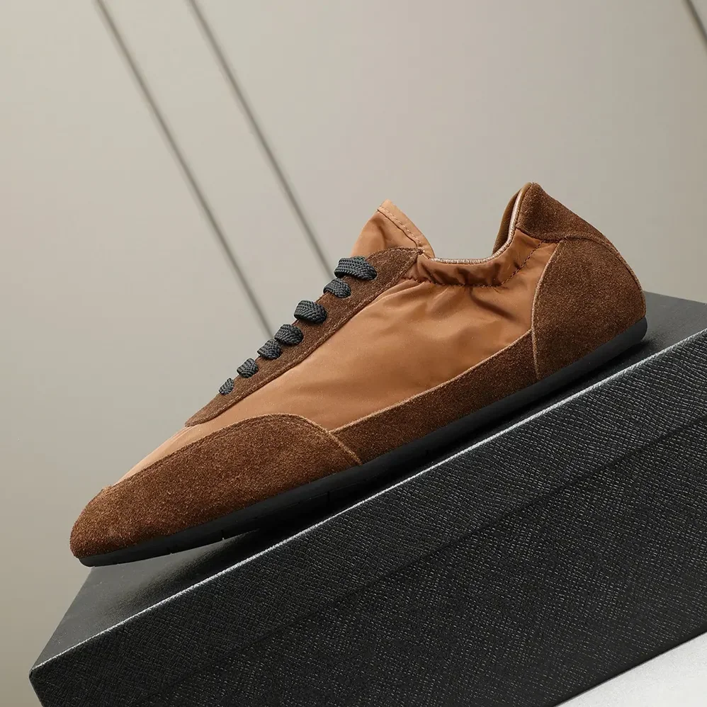 Prada Collapse Re-Nylon and Suede Elasticized Sneakers for Unisex in Brown
