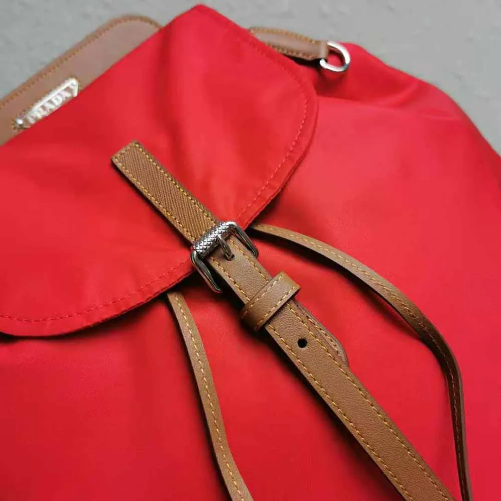 Prada Nylon and Saffiano Leather Backpack for Women in Red