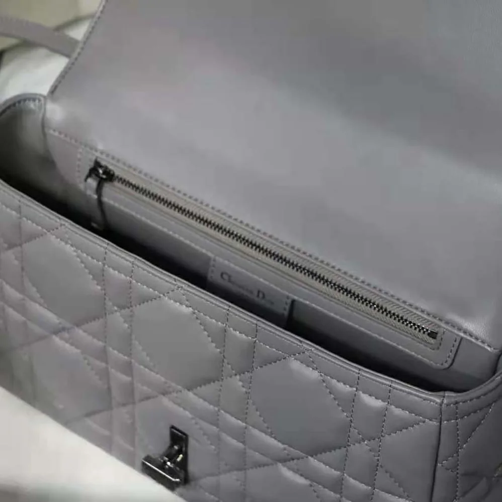 Dior Medium Dior Caro Bag Steel Gray Quilted Macrocannage Calfskin for Women