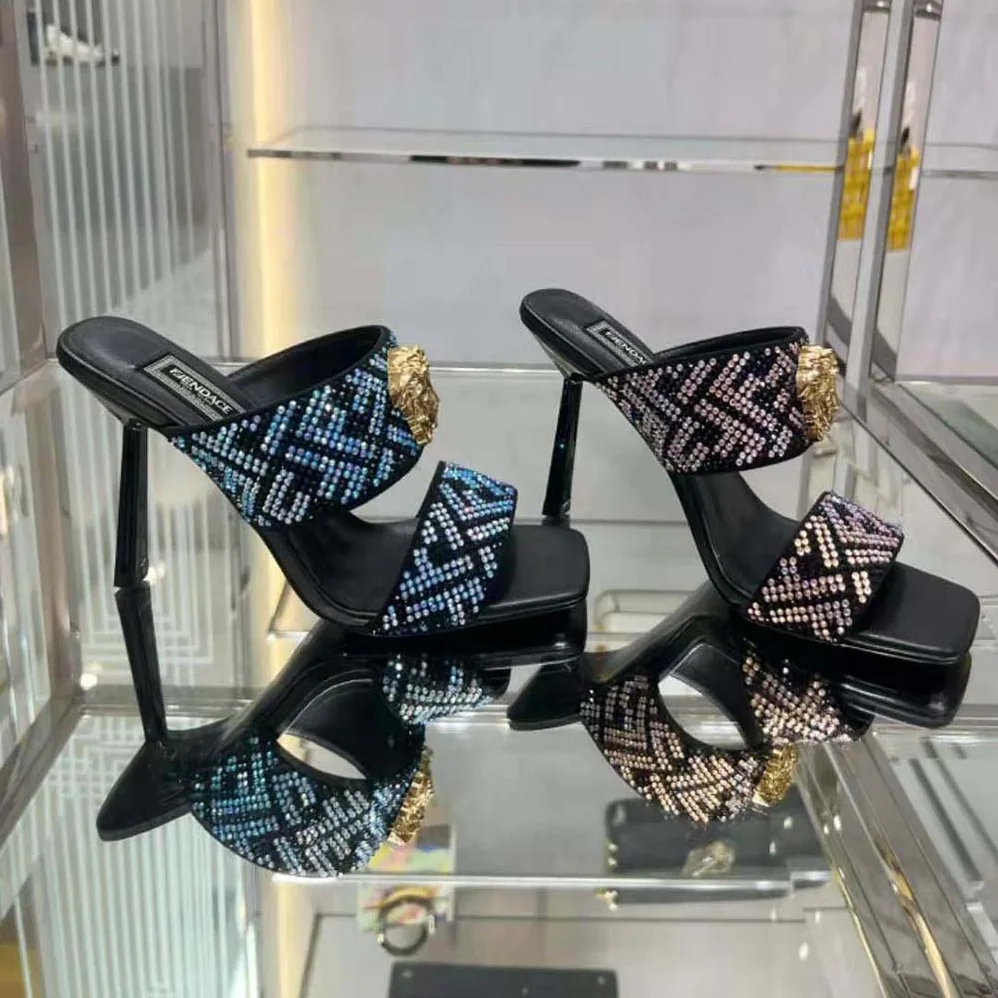 Versace Fendace FF Jacquard Mules for Women Versace Fendace FF Jacquard Mules for Women