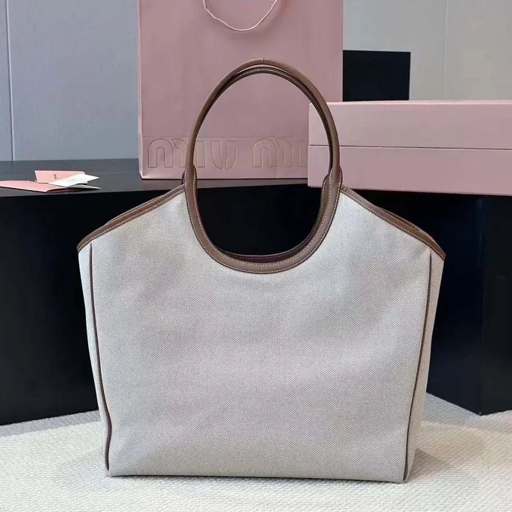 Miu Miu IVY Canvas and Leather Tote Bag for Women