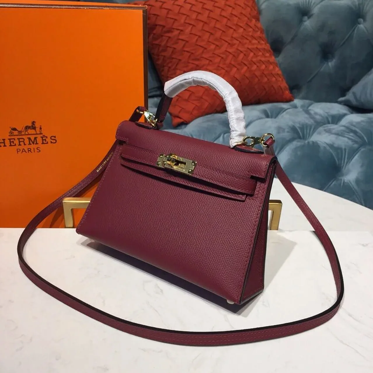 Hermes Mini Kelly Burgundy Gold Toned Hardware / Hermes Mini Kelly Burgundy Gold Toned Hardware /