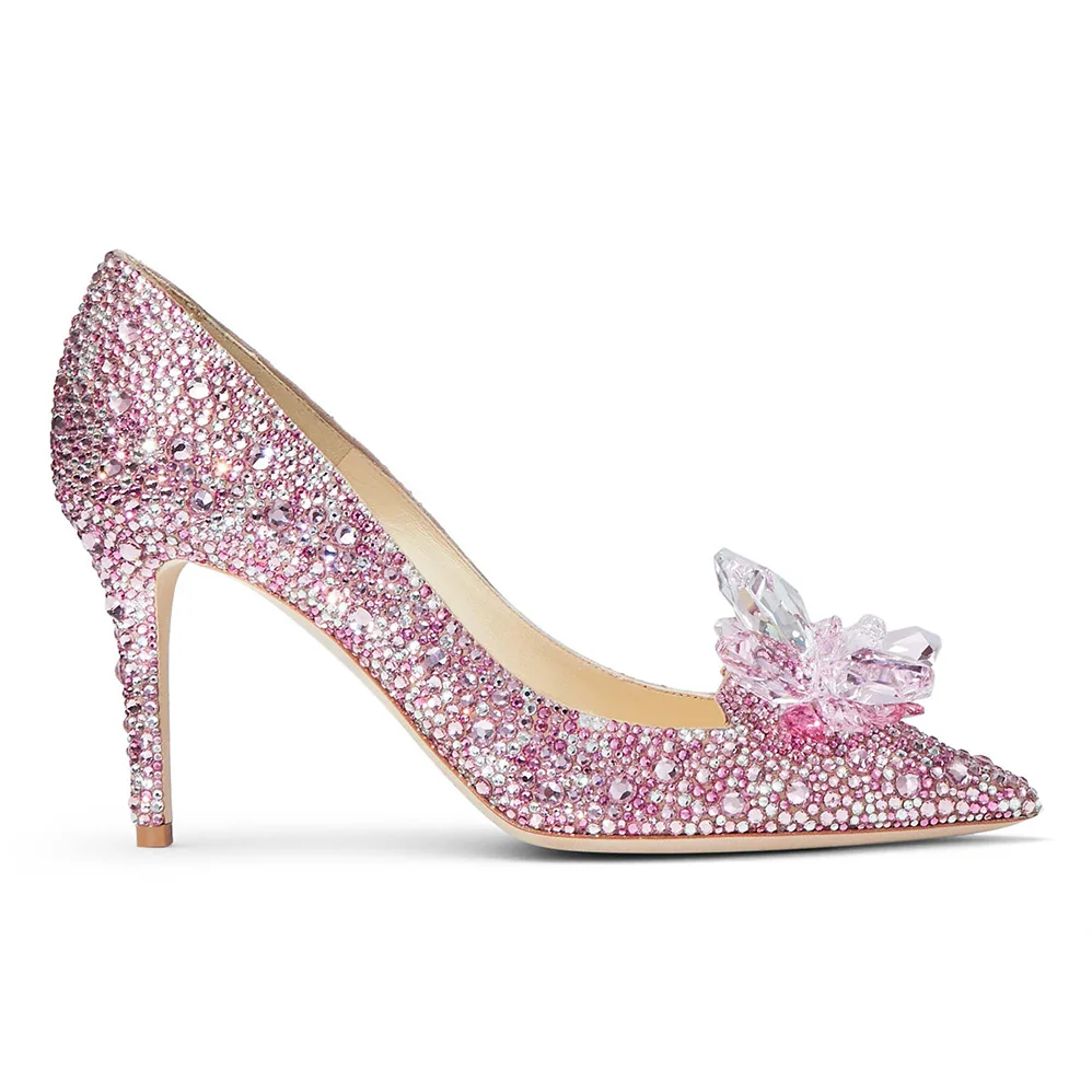 Jimmy Choo Alia Rose Mix Suede and Crystal Covered Pointy Toe Pumps for Women Jimmy Choo Alia Rose Mix Suede and Crystal Covered Pointy Toe Pumps for Women