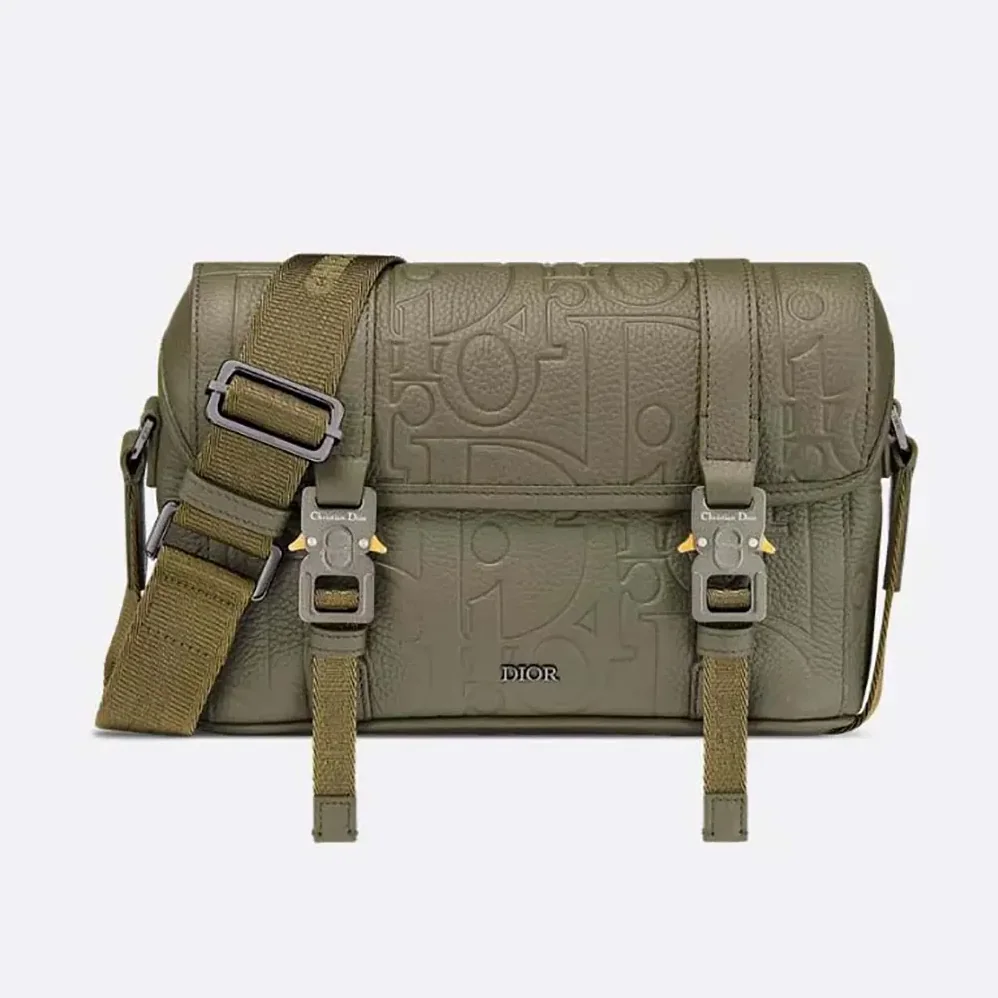 Dior Hit the Road Messenger Bag with Flap Khaki Dior Gravity Leather for Men