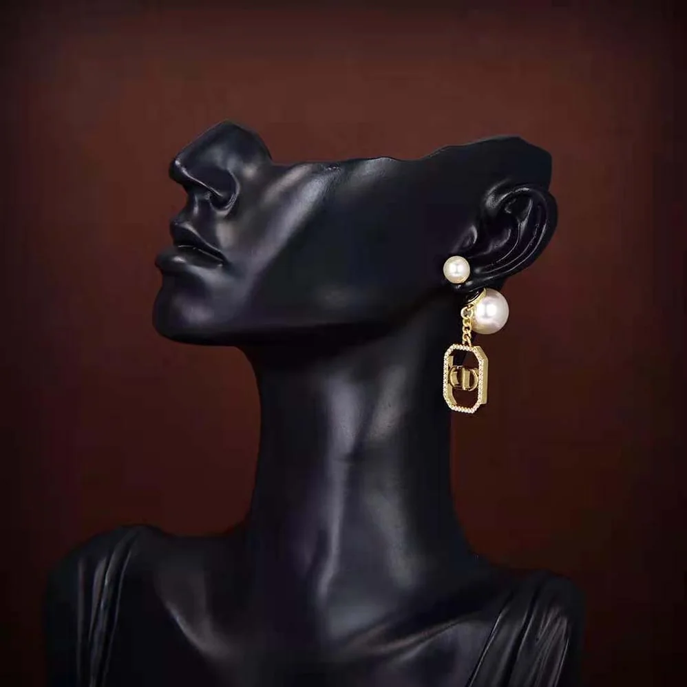 Dior Tribales Earrings Gold-Finish Metal with White Resin Pearls for Women Dior Tribales Earrings Gold-Finish Metal with White Resin Pearls for Women
