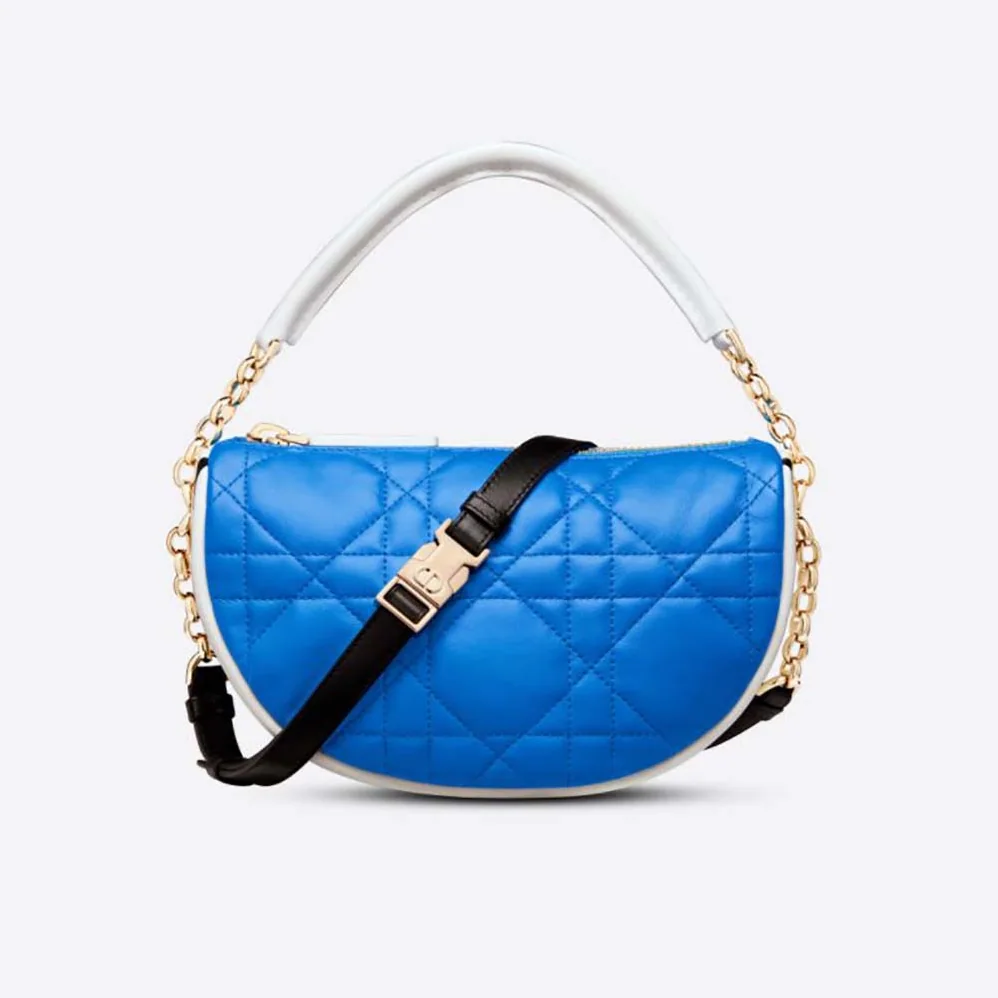 Dior Small Dior Vibe Hobo Bag Fluorescent Blue Macrocannage Lambskin for Women