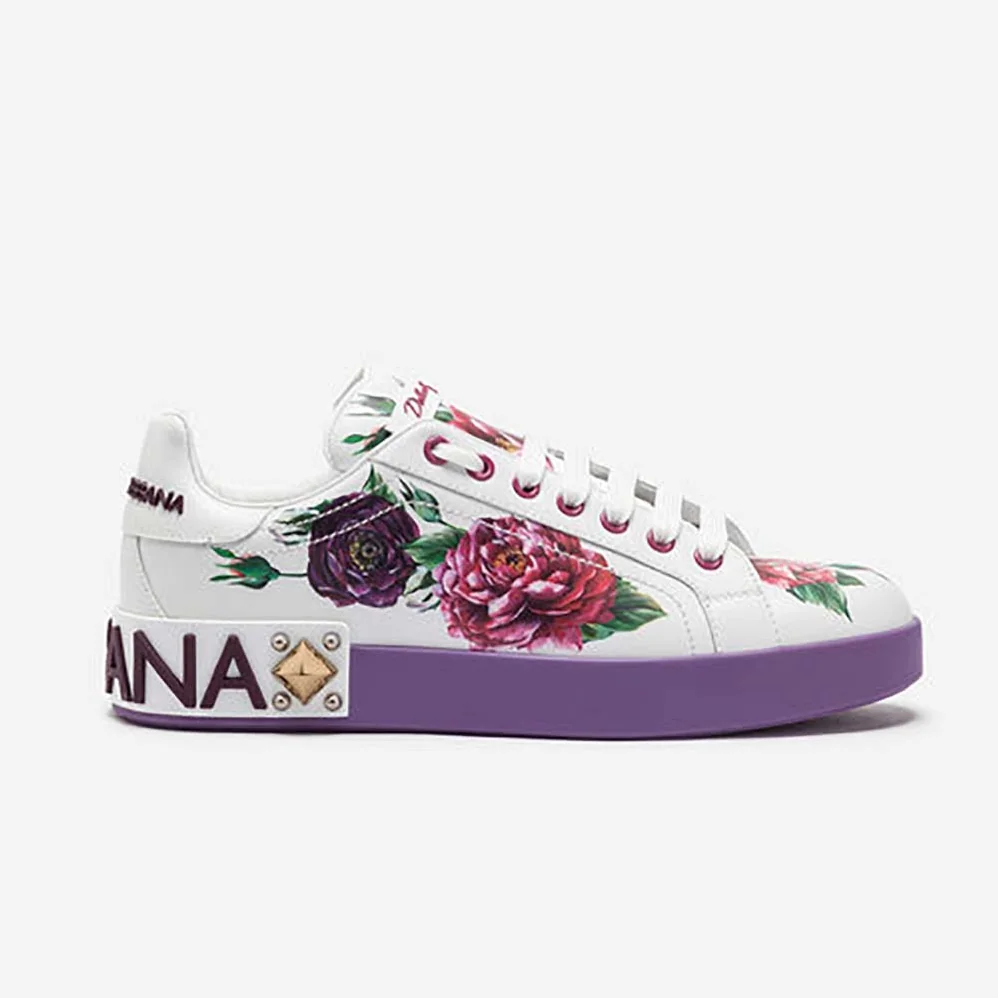 Dolce Gabbana D&G Shoes Zapatillas Pportofino De Becerro Estampado Con Aplicaciones for Women