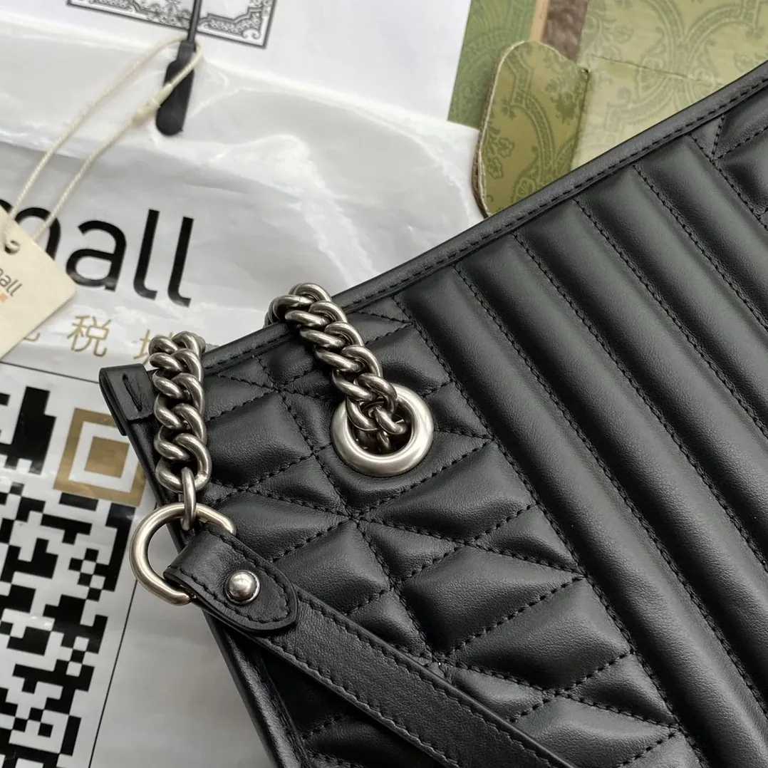 Gucci GG Marmont Small Tote Bag Black Matelasses /