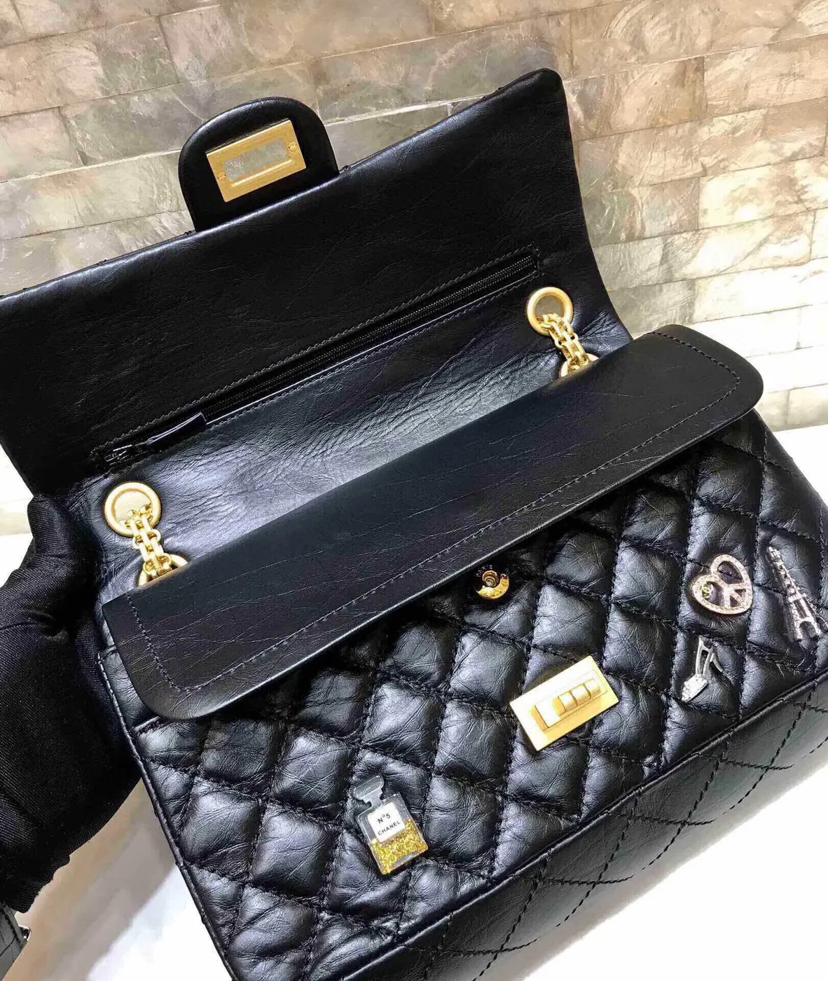 Chanel CC Lucky Charm Bag in Black Gold Hardware
