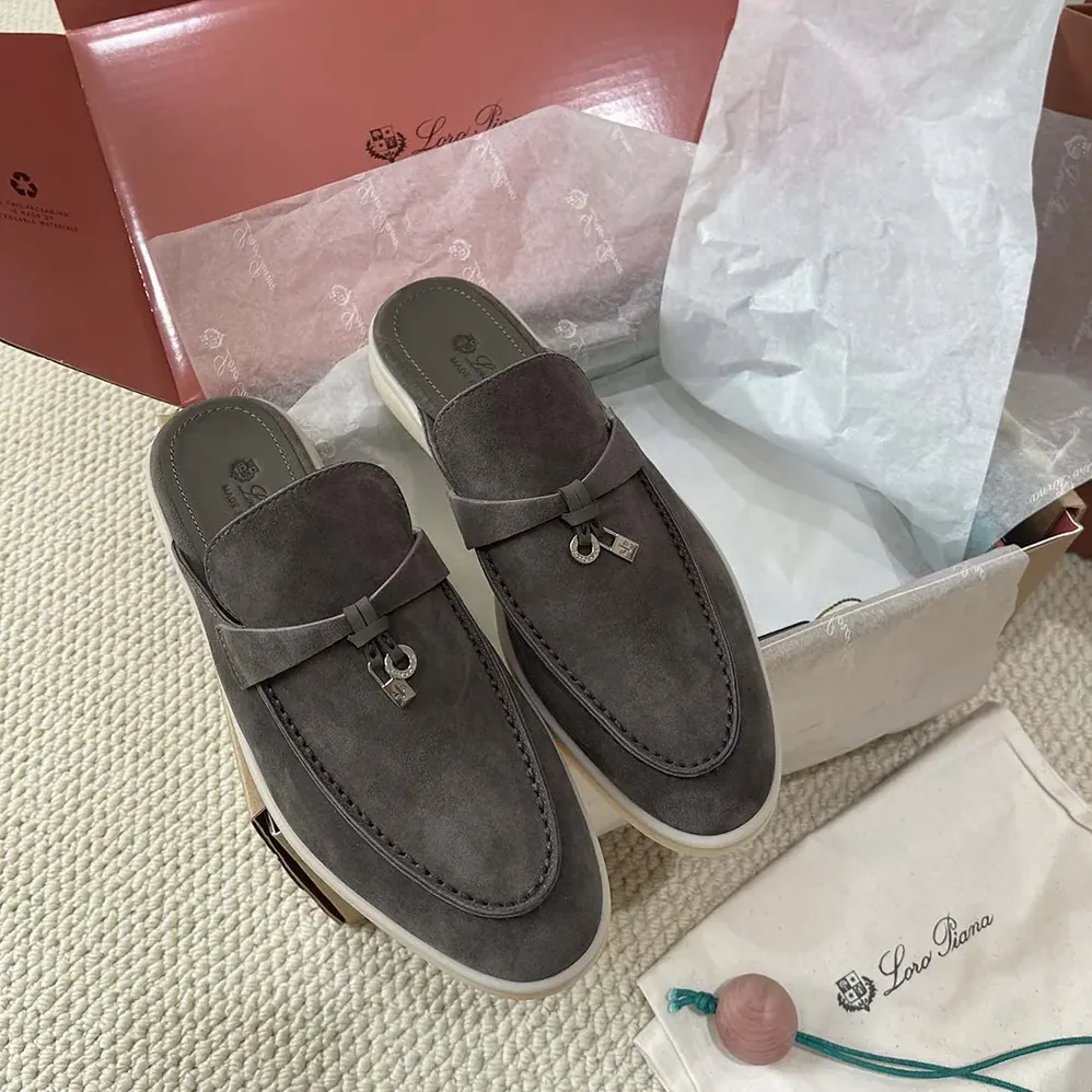 Loro Piana Babouche Charms Walk Loafers for Unisex in Gray