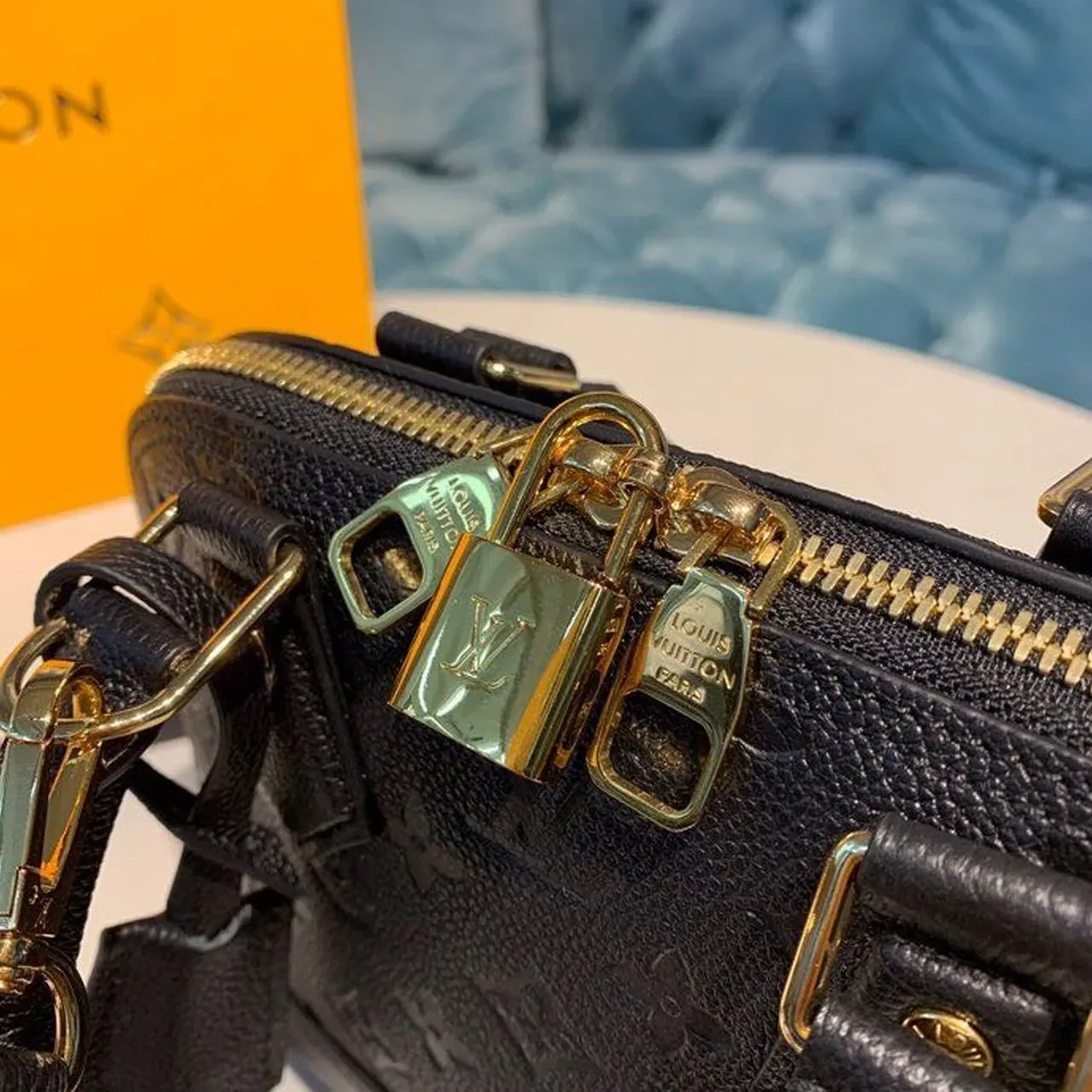 Louis Vuitton Neo Alma BB Top Handle Bag / Black Monogram Empreinte Gold Hardware Louis Vuitton Neo Alma BB Top Handle Bag / Black Monogram Empreinte Gold Hardware