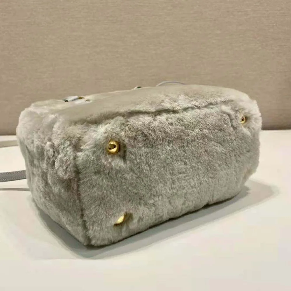 Prada Prada Galleria Shearling Mini-Bag for Women in Silver